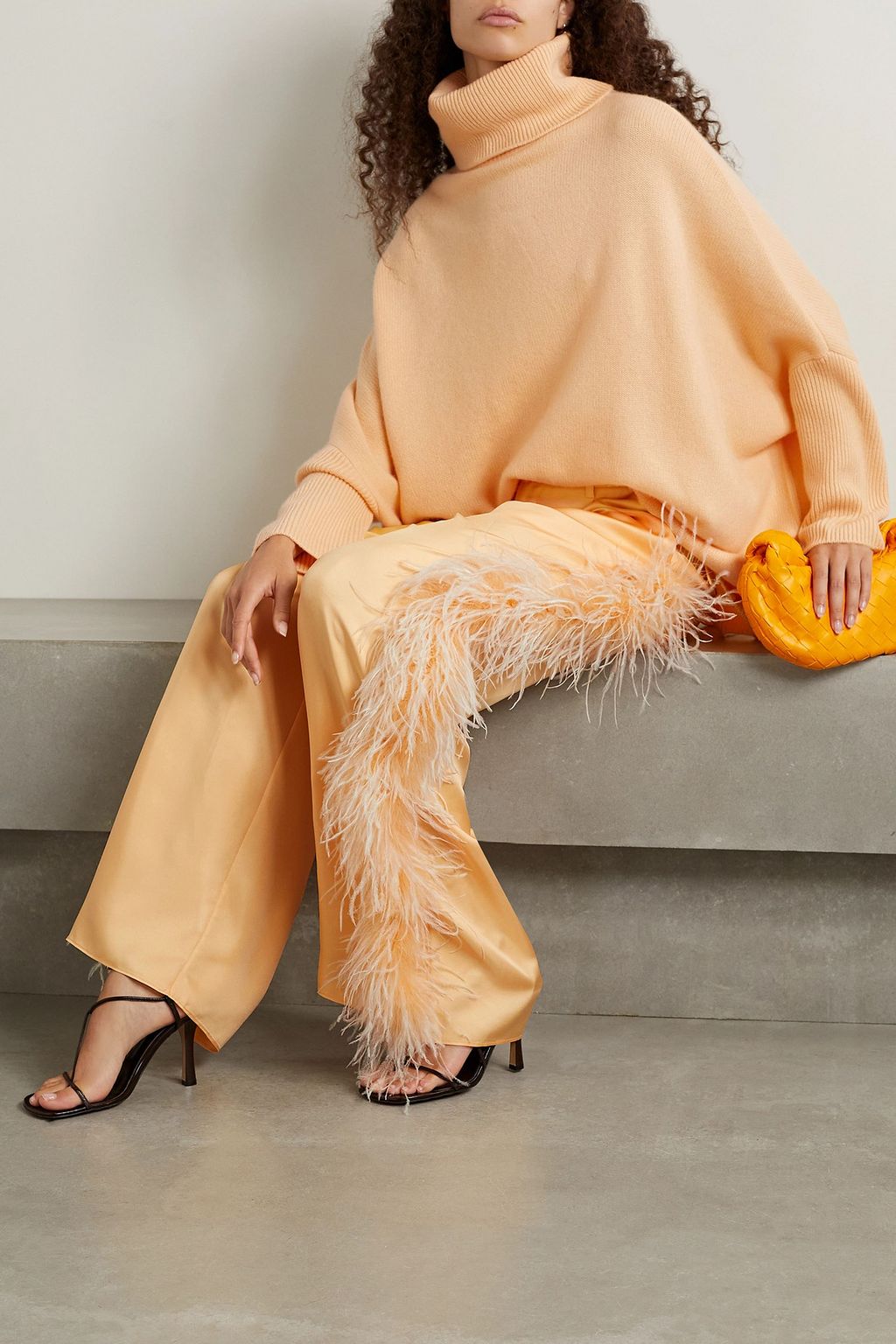 LAPOINTE Hose mit geradem Bein aus Seiden-Twill mit Federn