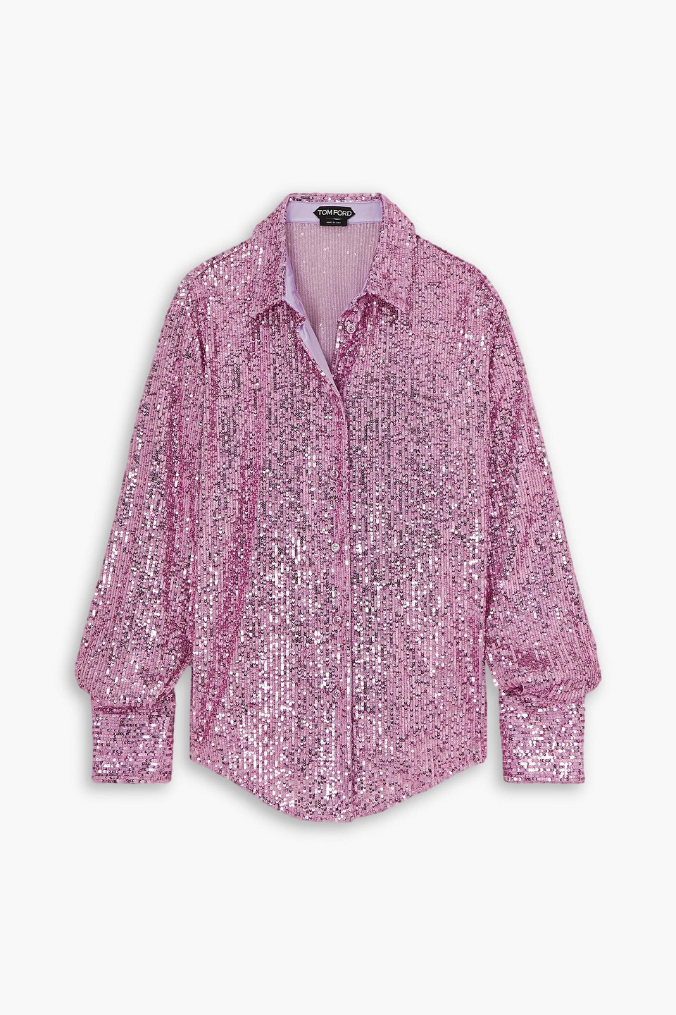 tom ford - sequined tulle shirt - purple - it 36
