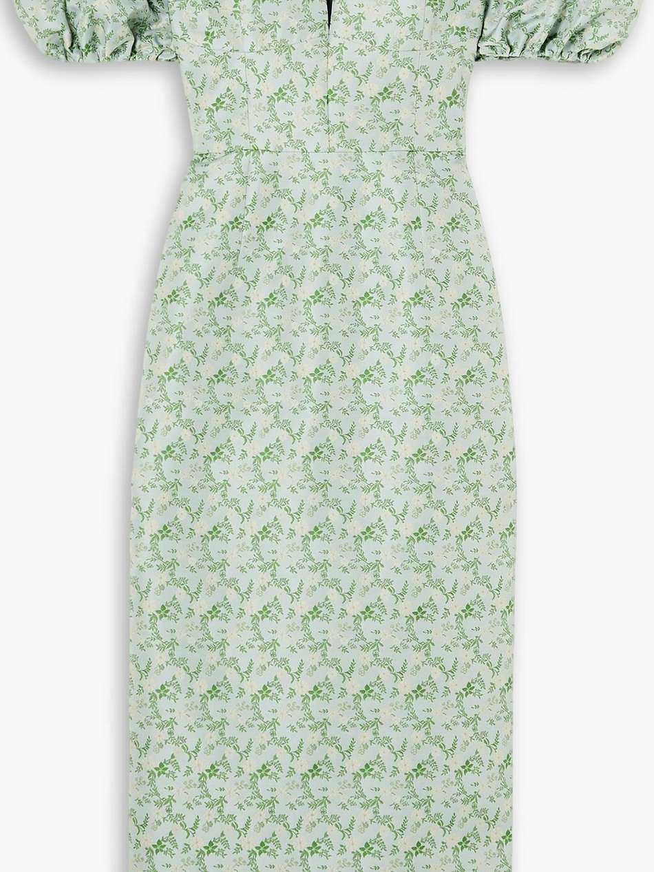 yvette floral-brocade midi dress