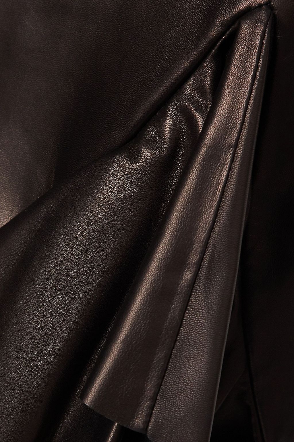 TOM FORD Ruffled leather midi skirt
