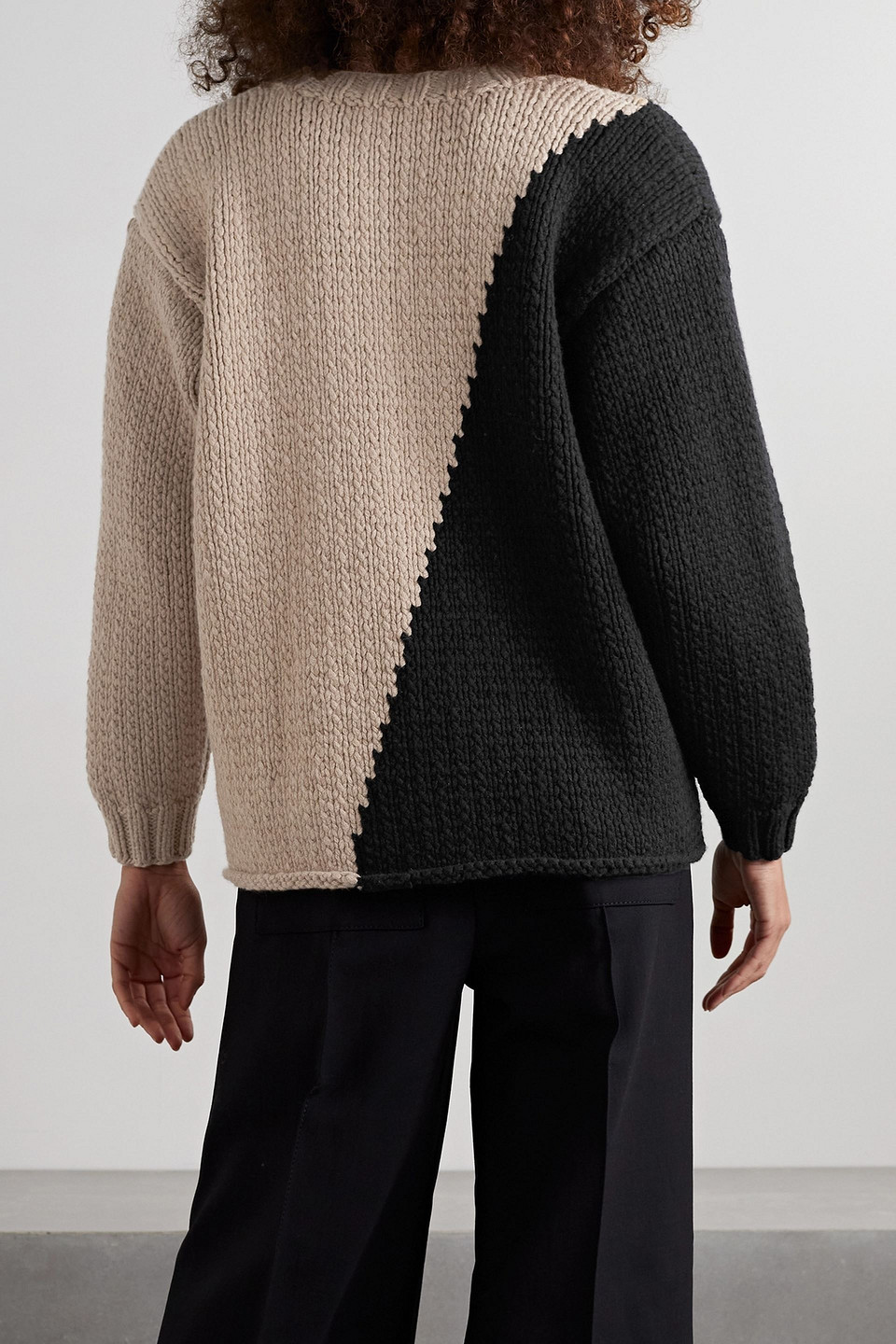Partow Mia Two-tone Cashmere Sweater In Sand