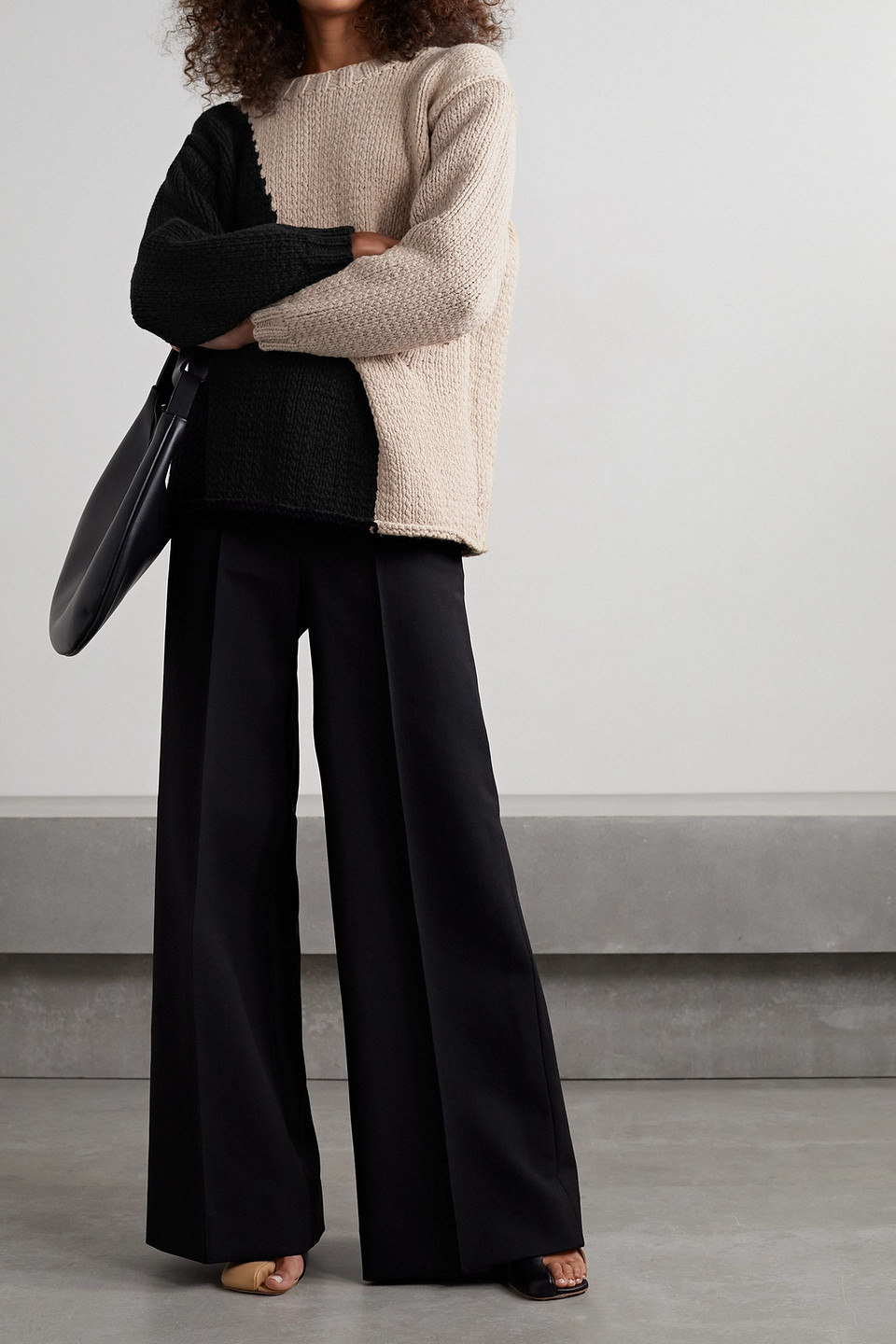Partow Mia Two-tone Cashmere Sweater In Sand