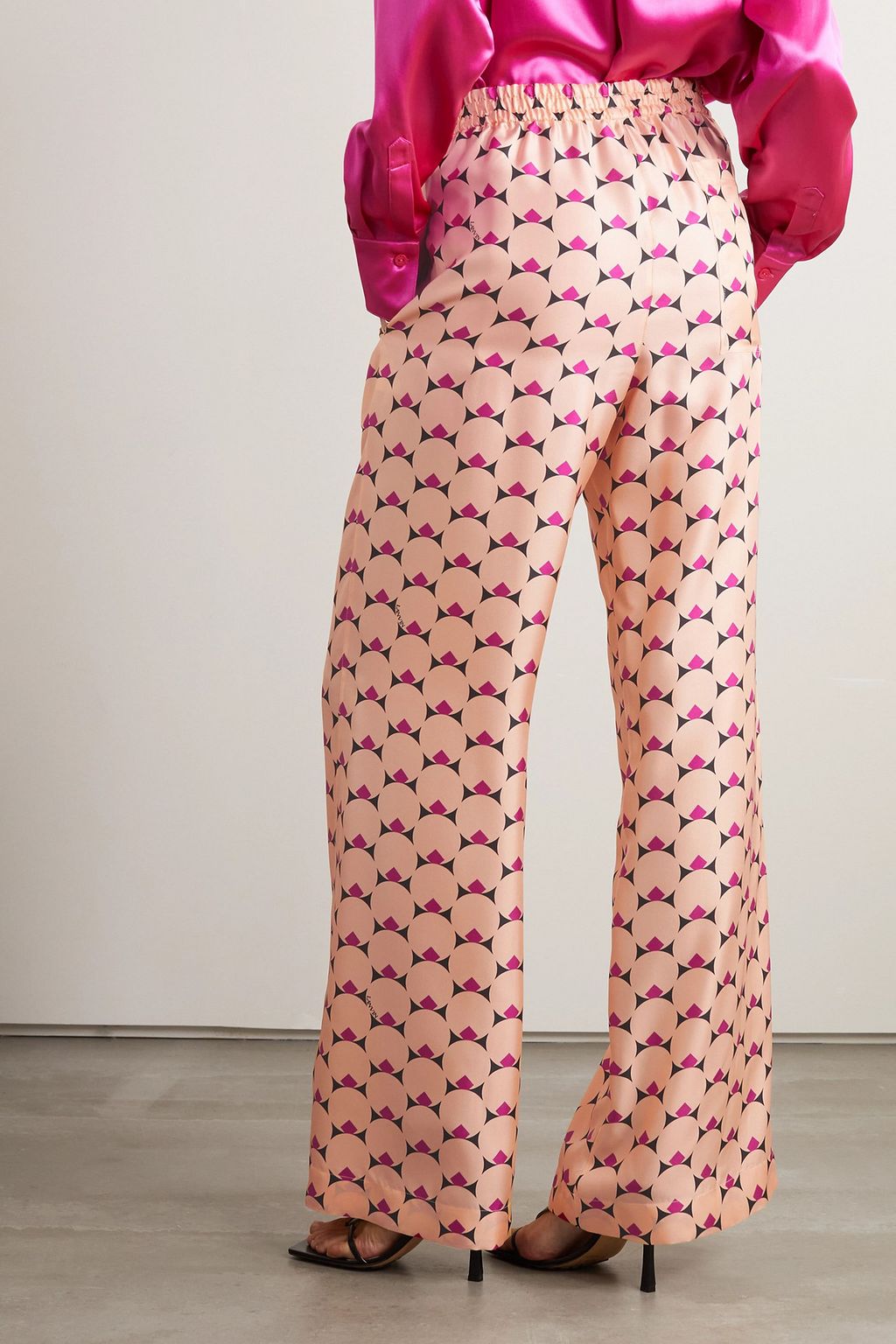 LANVIN Printed silk-twill wide-leg pants