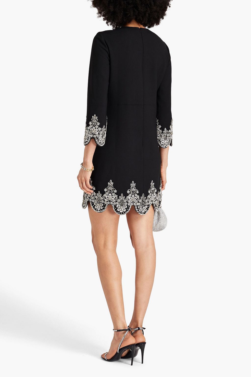 OSCAR DE LA RENTA Embellished wool-blend mini dress