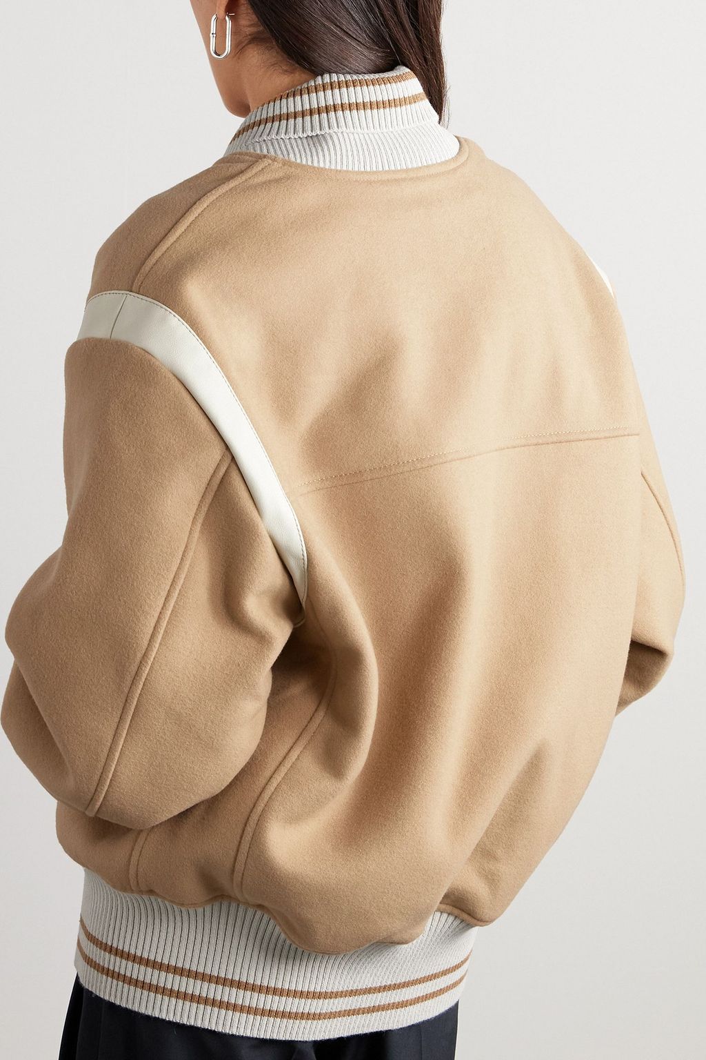HALFBOY Leather and jersey-trimmed wool-blend jacket