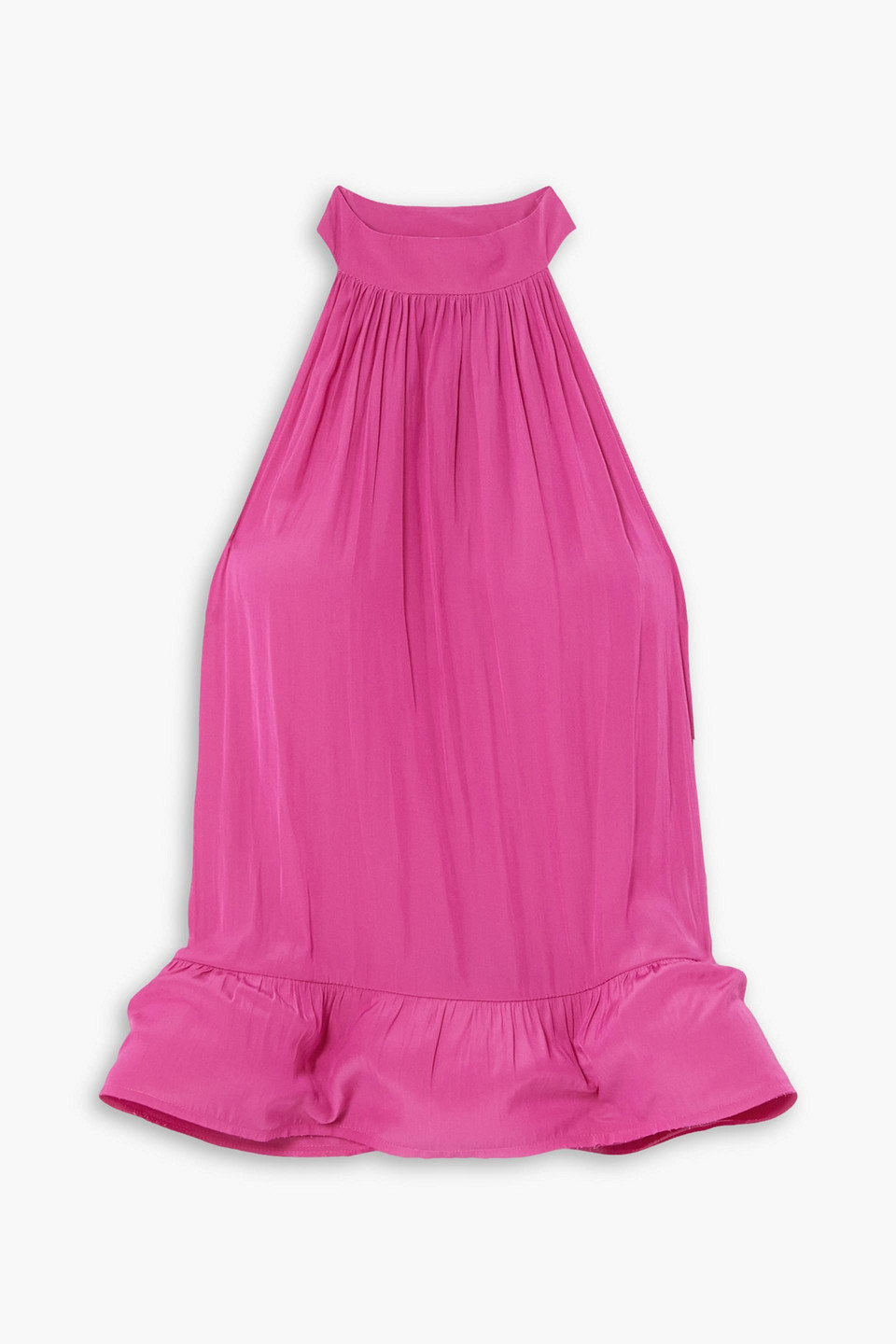 Lanvin Satin Peplum Halterneck Top In Fuchsia