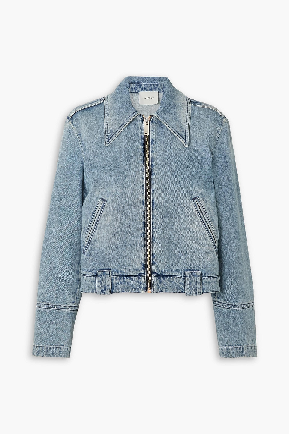 Halfboy Denim Biker Jacket In Dusty Blue (21)
