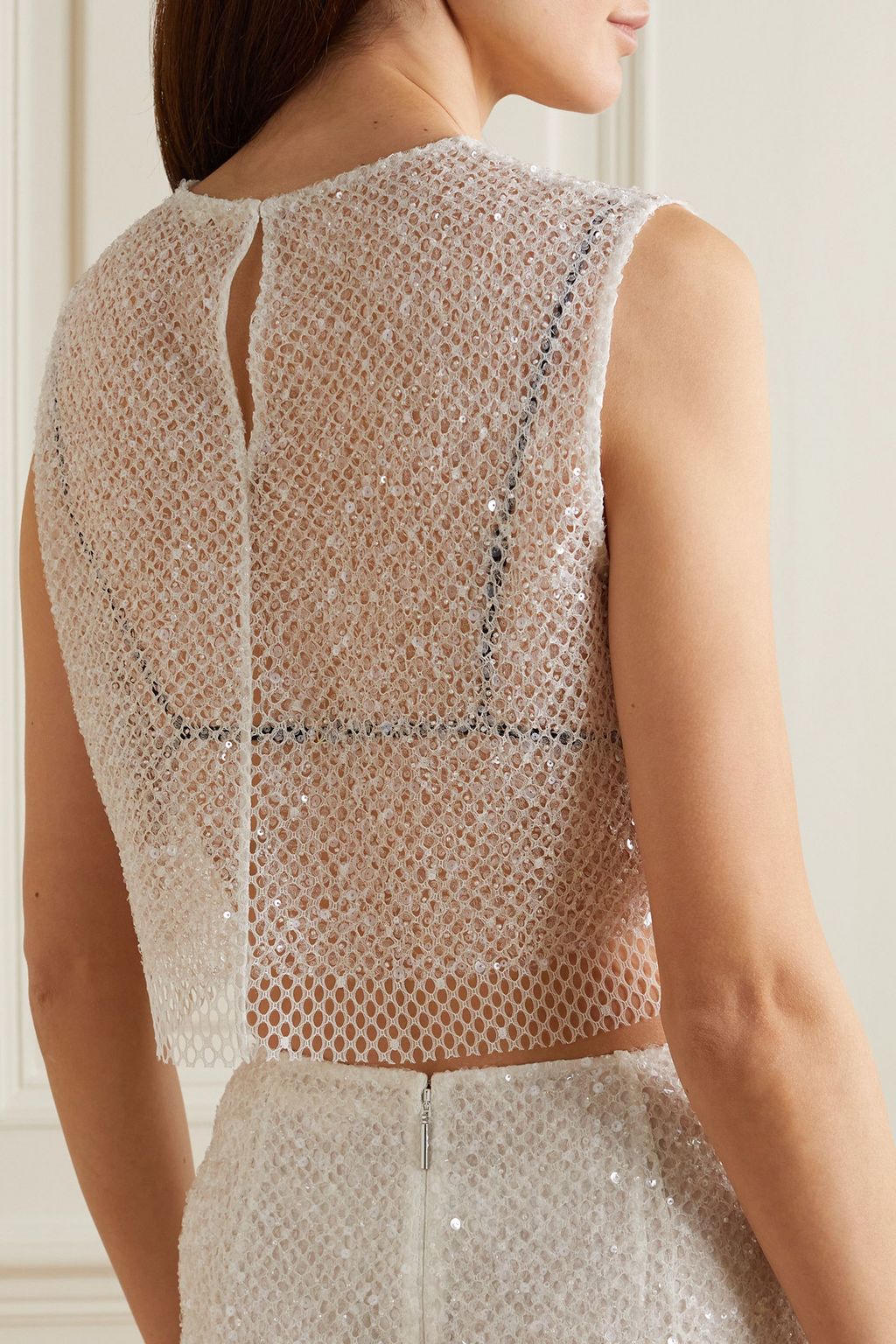 JASON WU COLLECTION بلوزة من الشبك بأقراص برّاقة