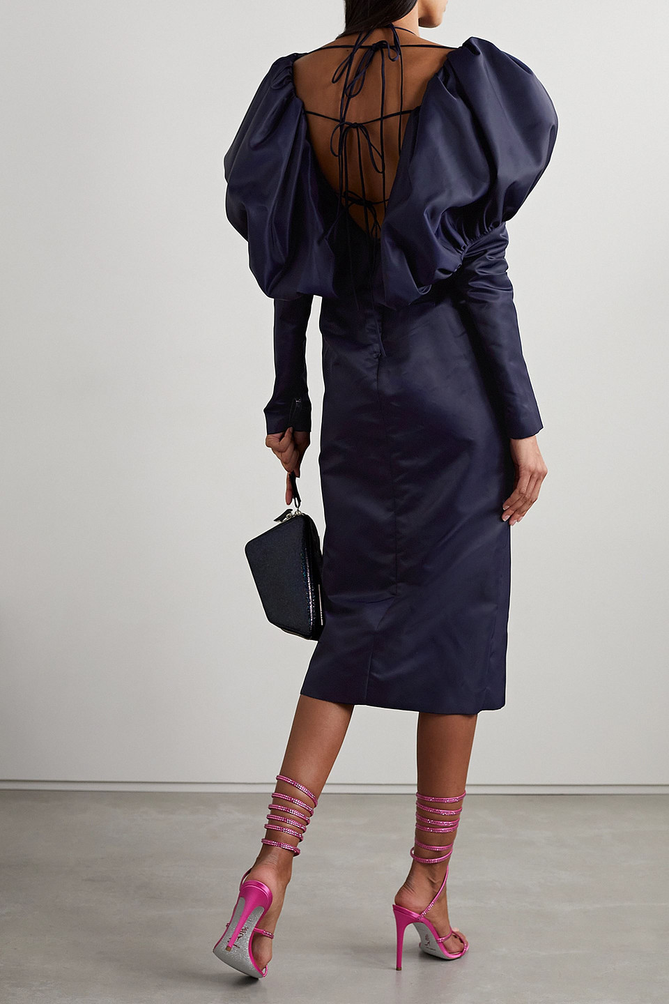  Laquan Smith - Neckholder-midikleid Aus Faille - Blau - Xs 