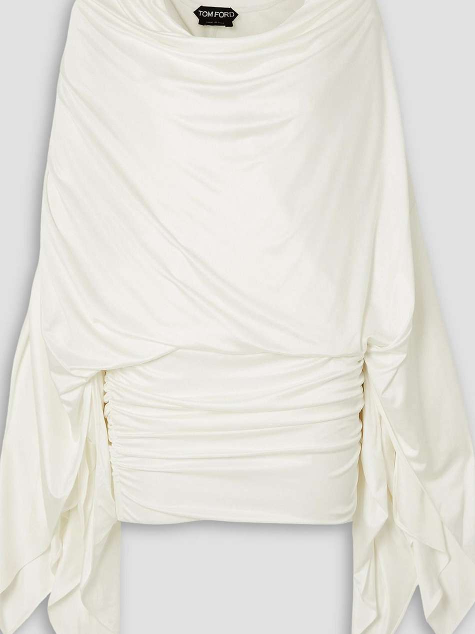draped ruched jersey mini dress