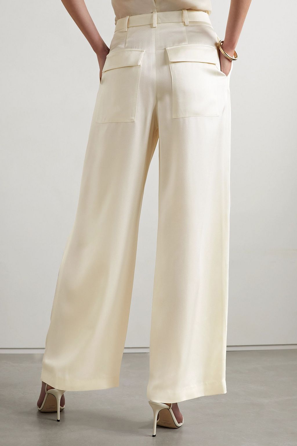 LAPOINTE Pleated satin wide-leg pants
