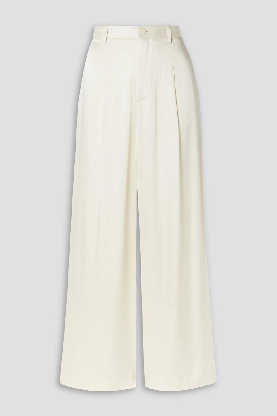 Lapointe Doubleface Satin Relaxed Pleated Pant In Ivory