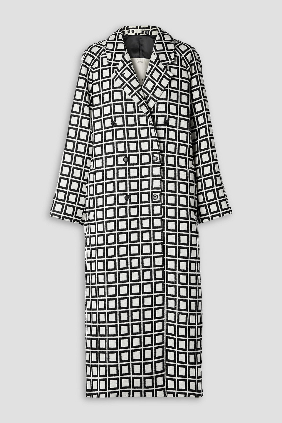 Giuliva Heritage The Mona Double-breasted Jacquard-knit Wool-blend Coat In Ivory