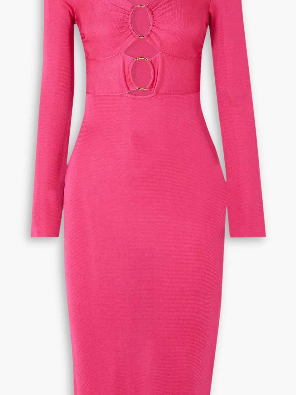 cutout embellished stretch-knit midi dress