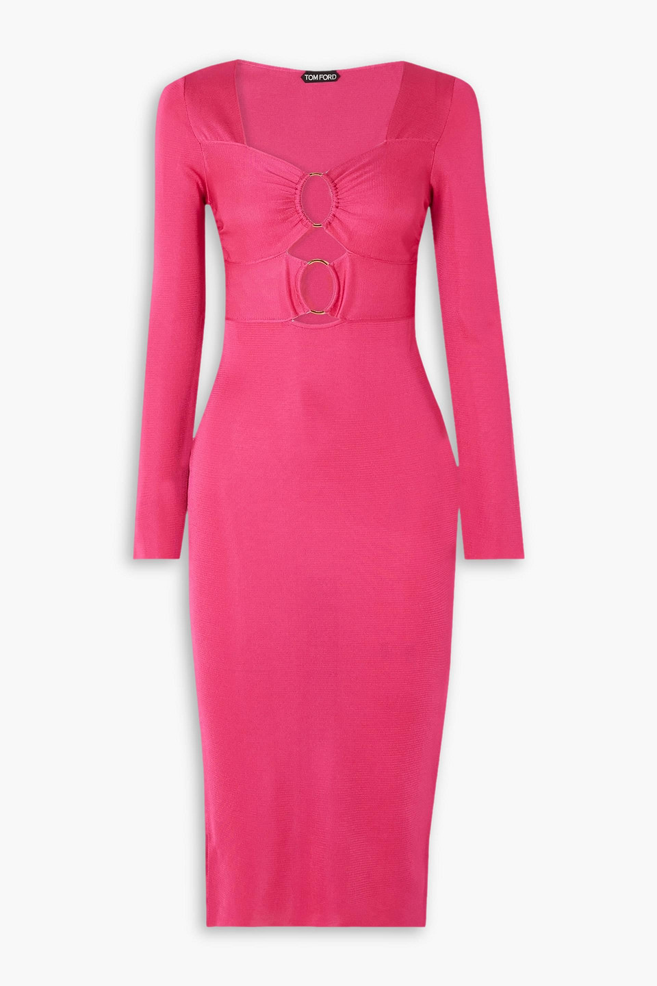 tom ford - cutout embellished stretch-knit midi dress - pink - m