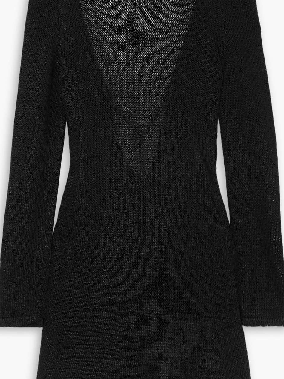 chain-embellished open-back knitted mini dress