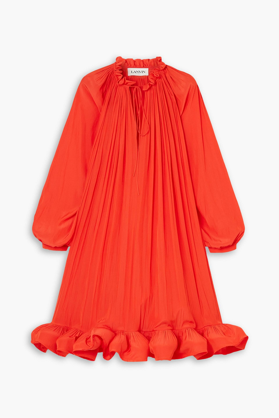 Lanvin Tie-detailed ruffled charmeuse mini dress | Smart Closet