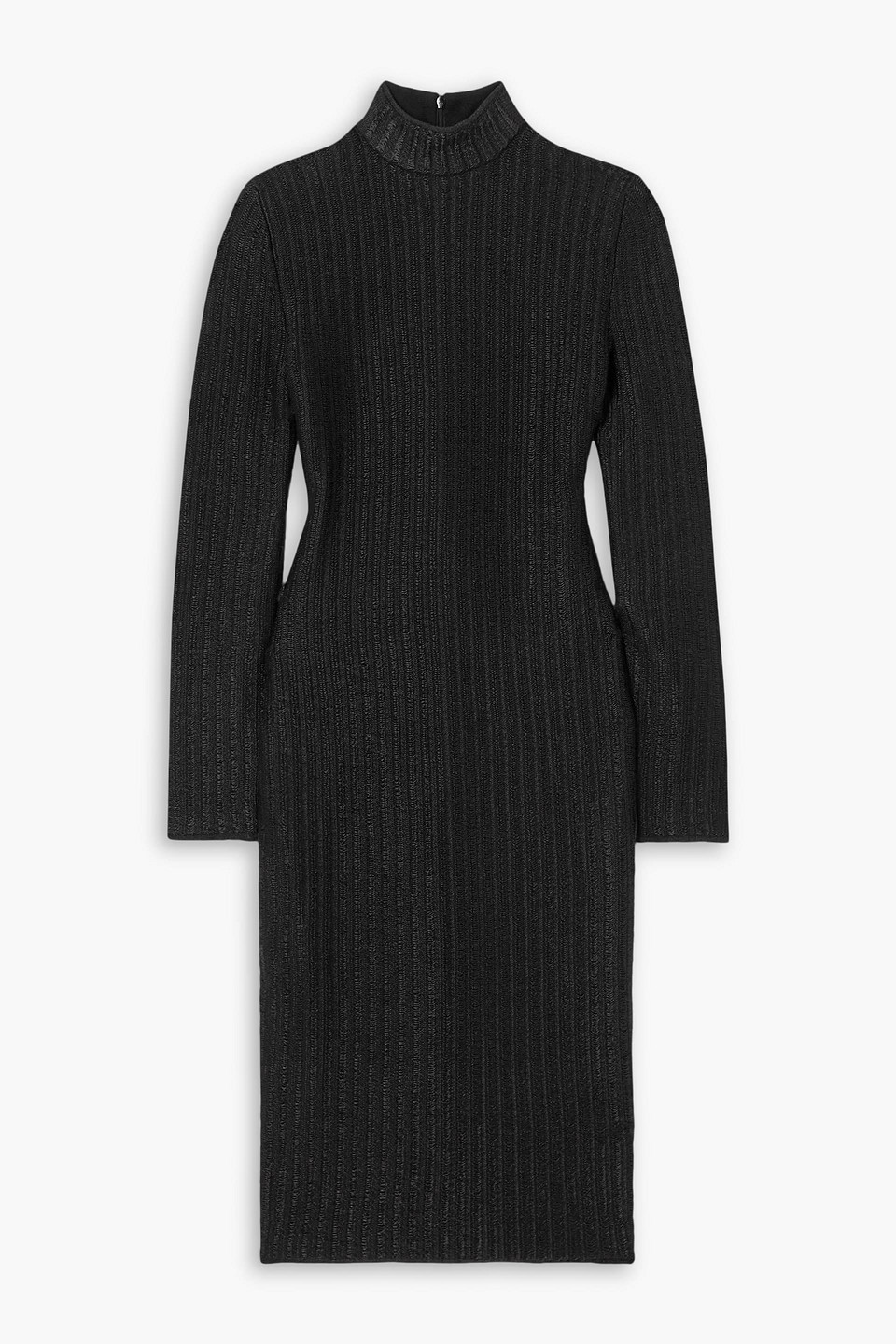 Tom Ford Ribbed Cotton-blend Midi Dress In Black
