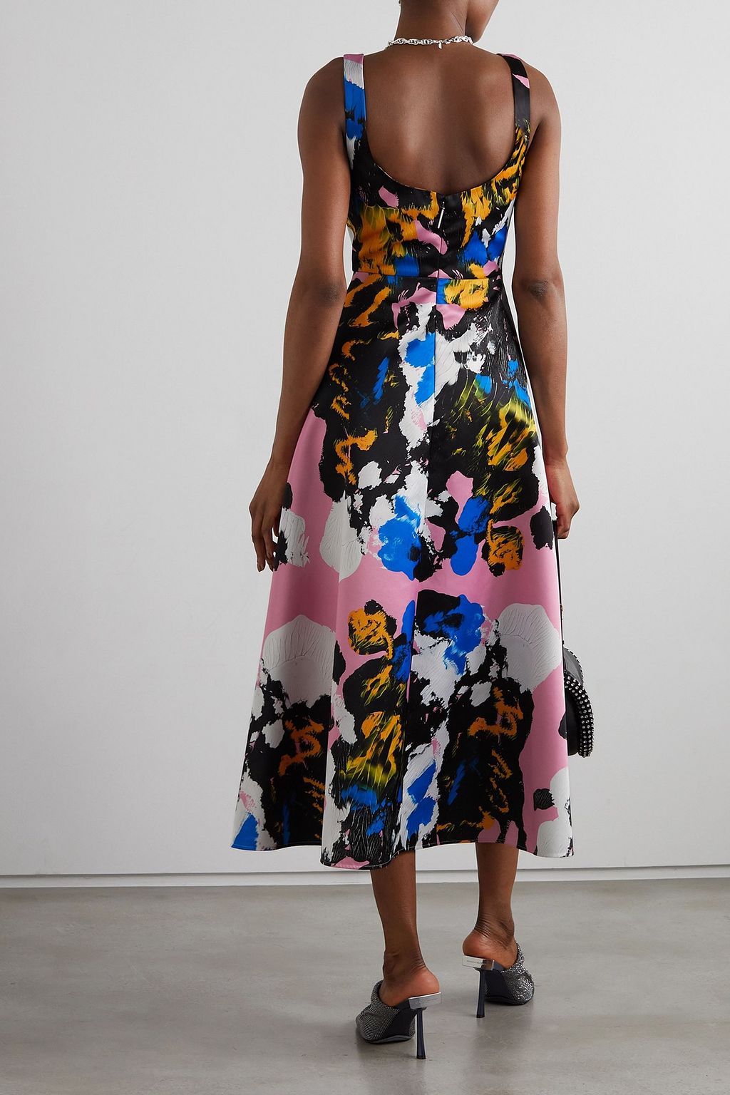 CHRISTOPHER KANE Mindscape printed duchesse-satin midi dress