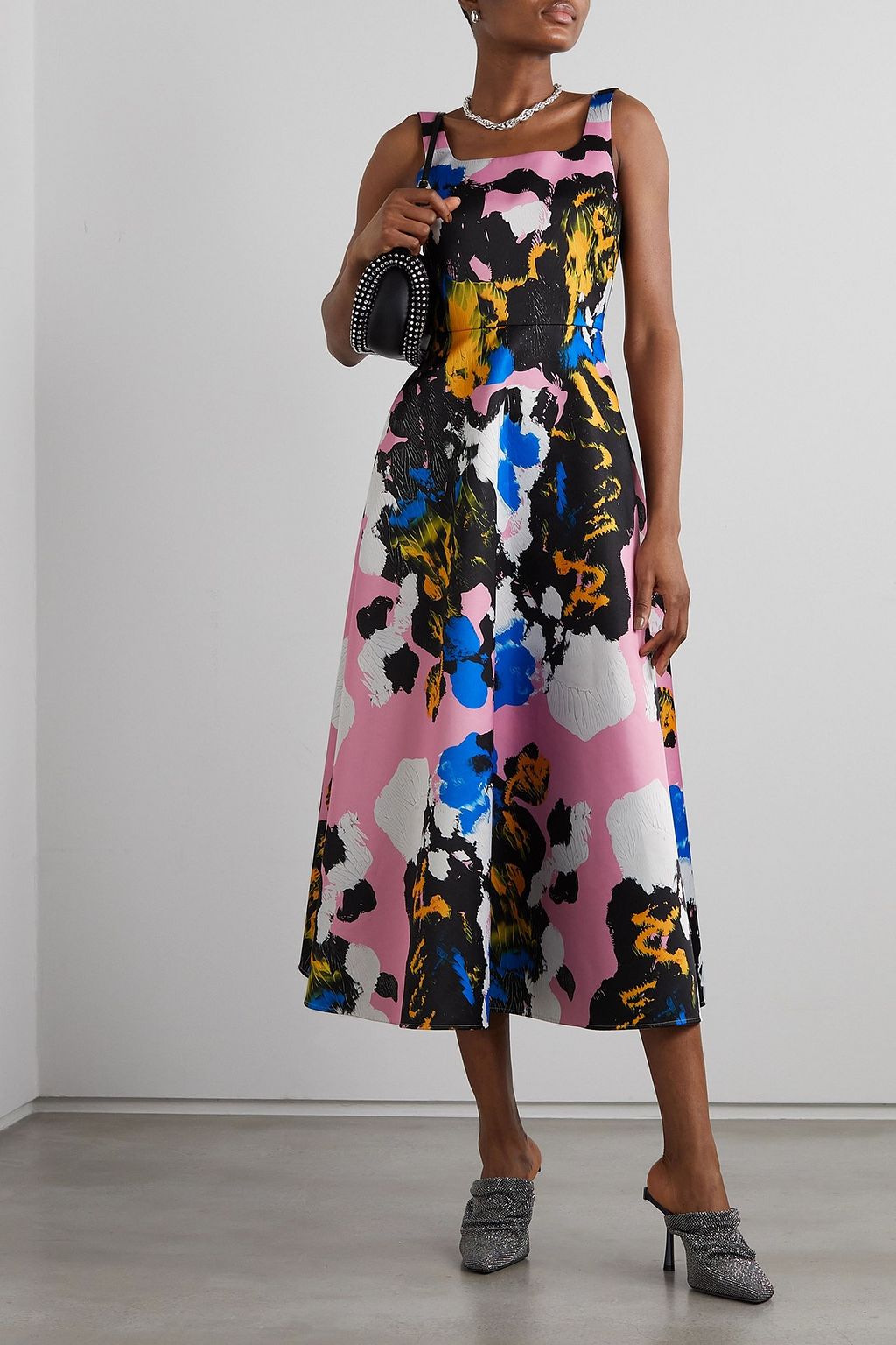 CHRISTOPHER KANE Mindscape printed duchesse-satin midi dress