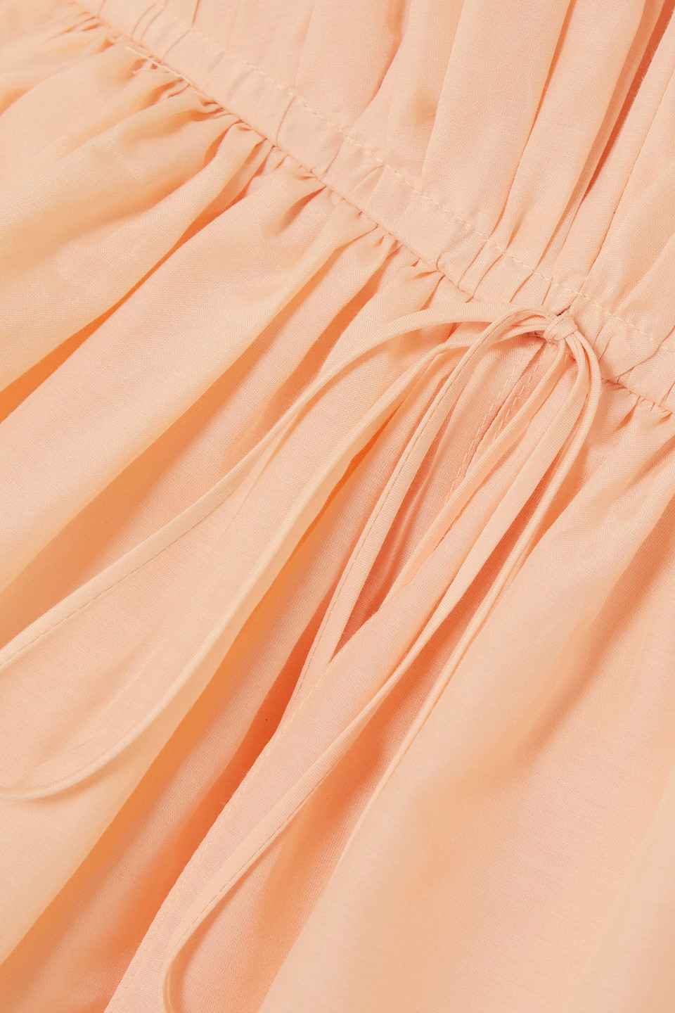 Adam Lippes Dendur Tie-detailed Pleated Cotton And Silk-blend Voile Gown In Peach