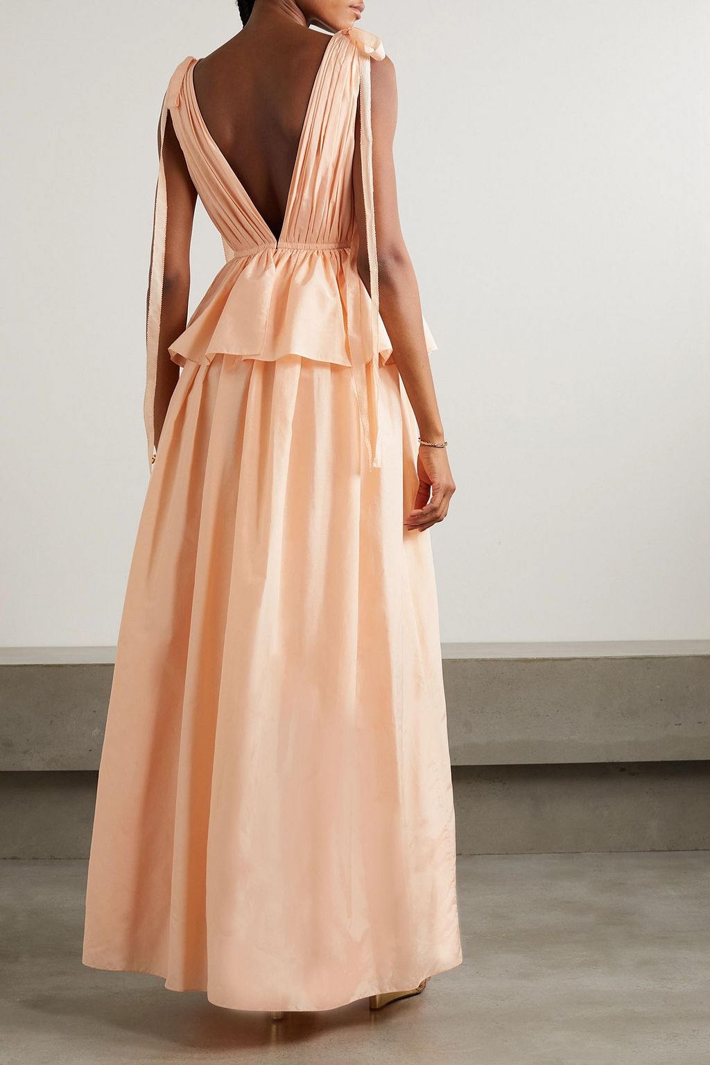 ADAM LIPPES Dendur tie-detailed pleated cotton and silk-blend voile gown