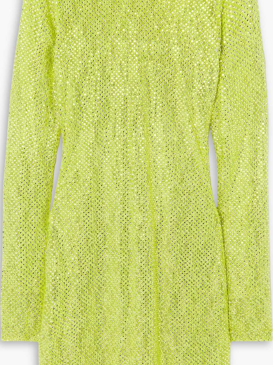 crystal-embellished lace mini dress