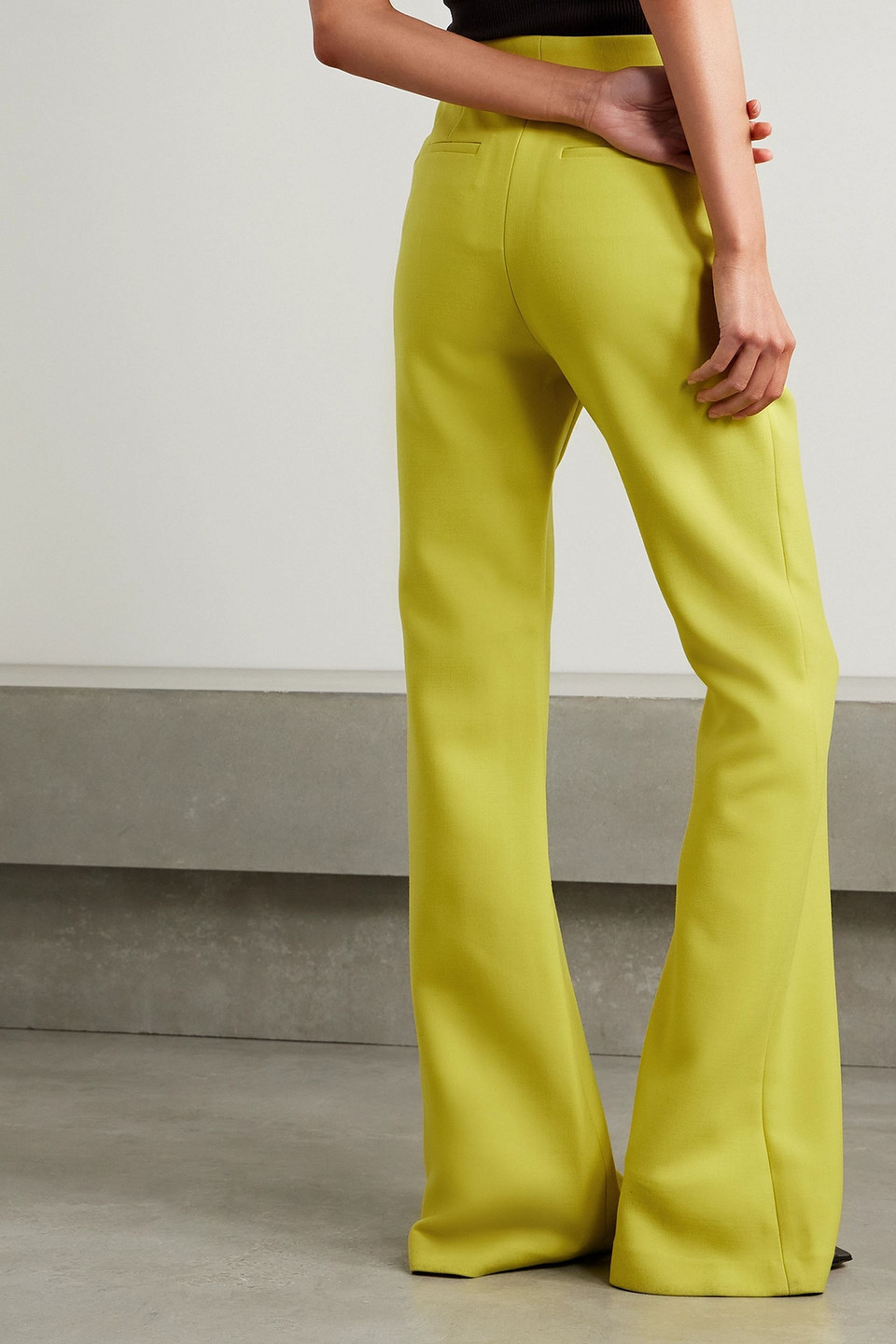 Adam Lippes Kennedy Wool-blend Twill Flared Pants In Chartreuse
