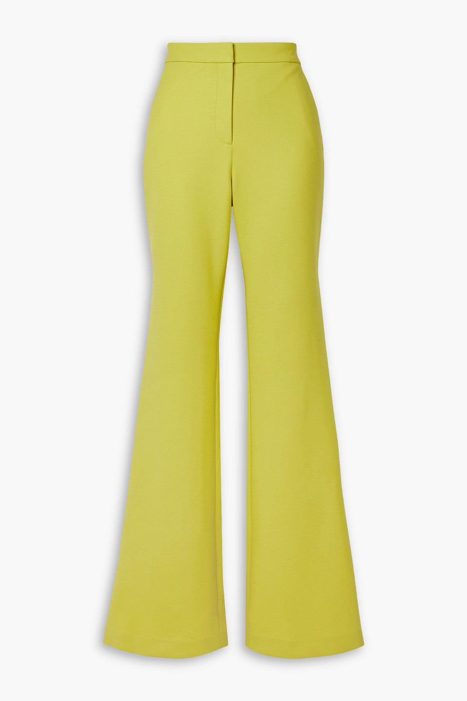Adam Lippes Kennedy Wool-blend Twill Flared Pants In Chartreuse