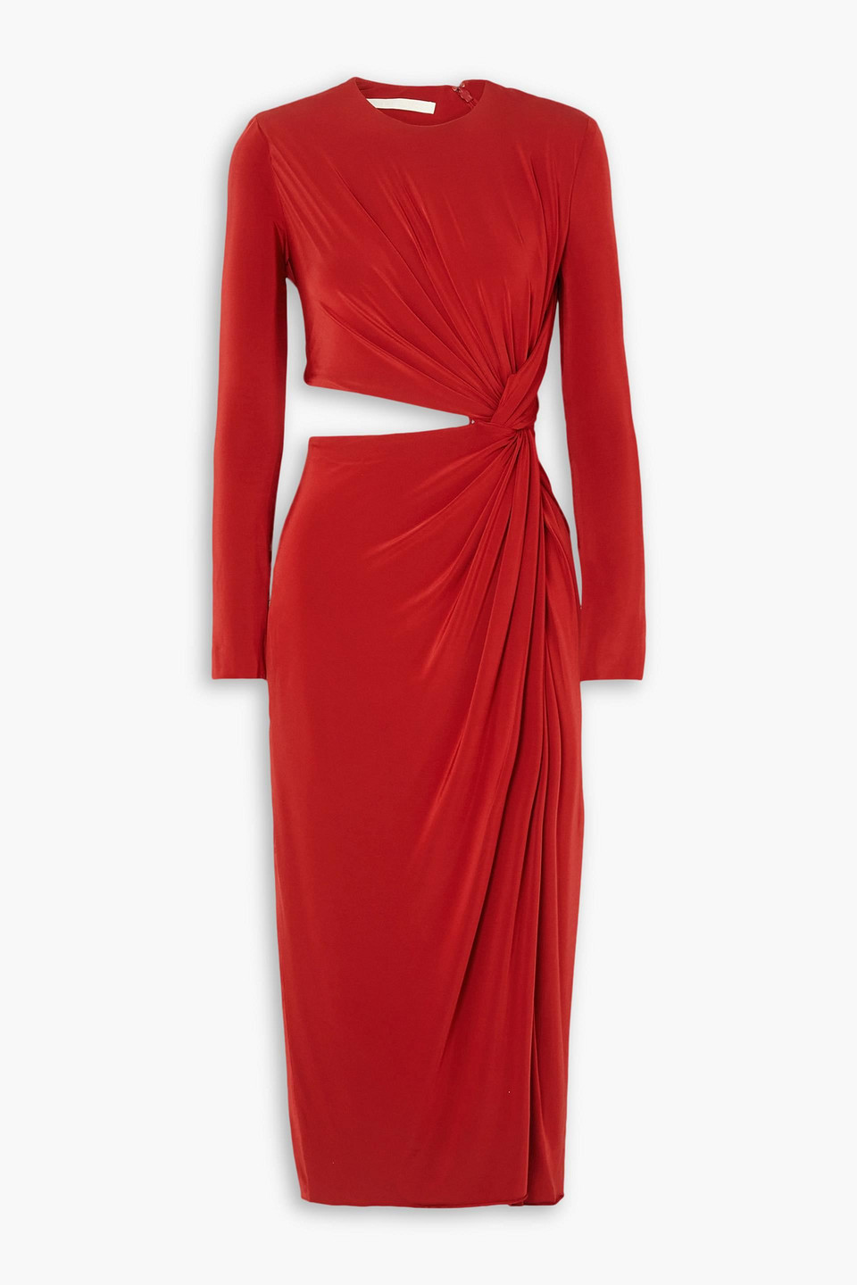 Cutout gathered stretch-jersey midi dress