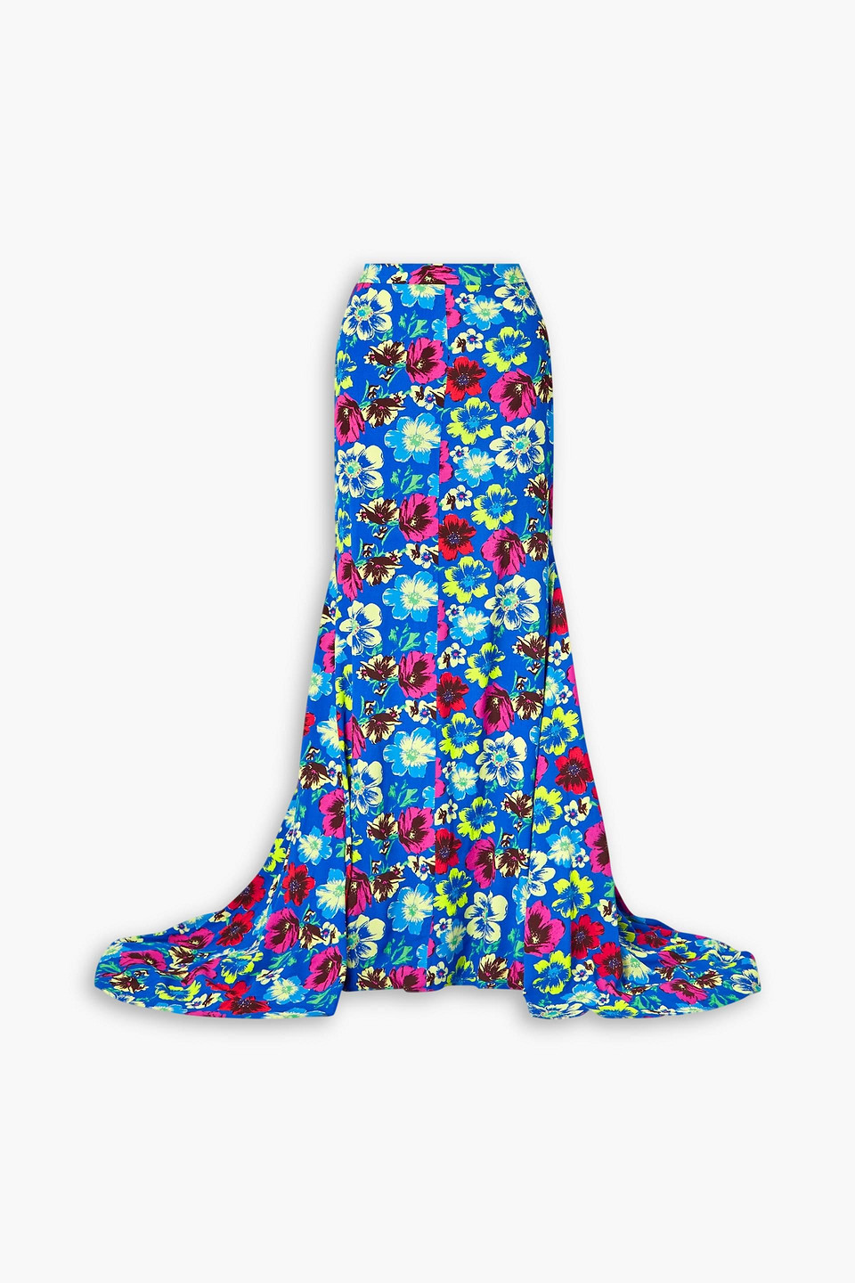 Christopher John Rogers Floral-print Crepe Maxi Skirt In Royal Blue