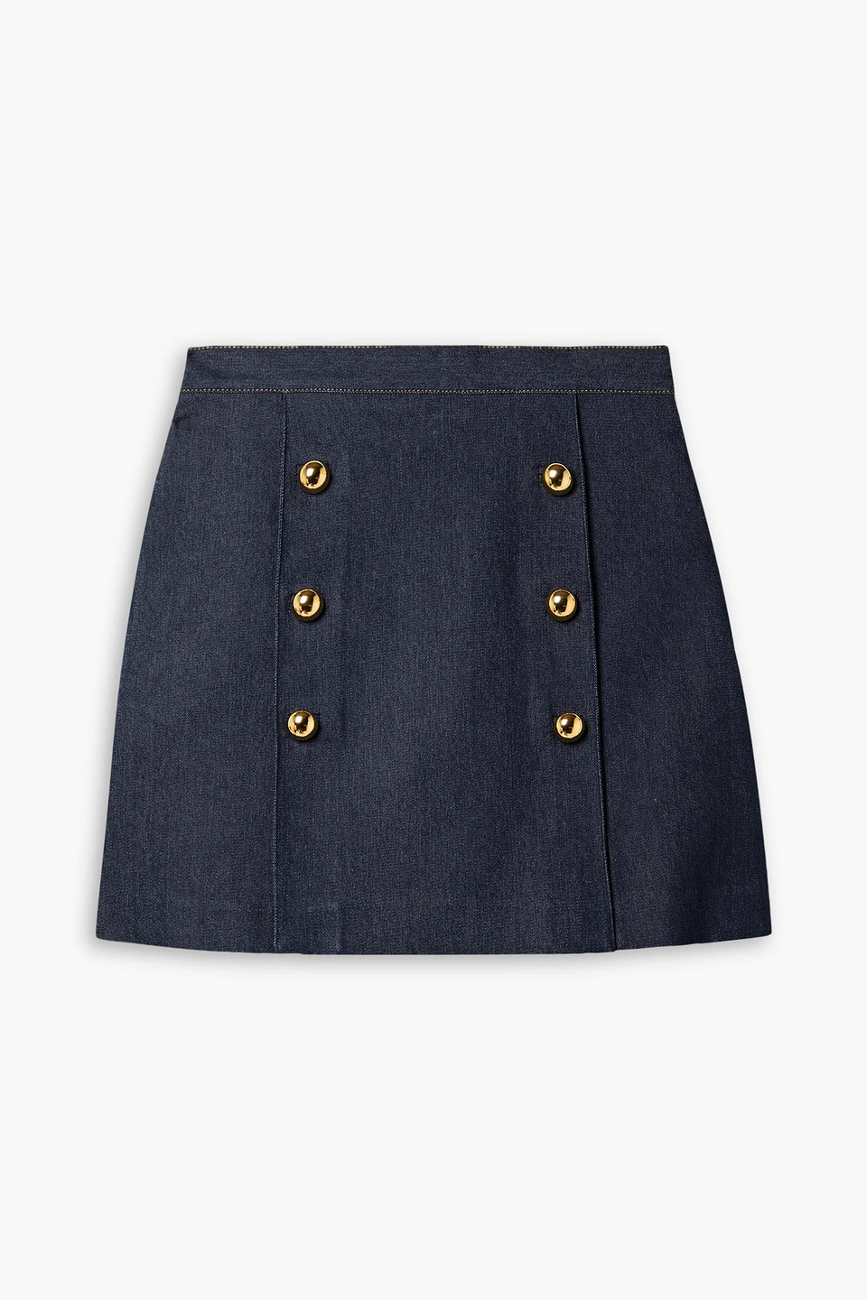 Adam Lippes Embellished Denim Mini Skirt In Dark Denim