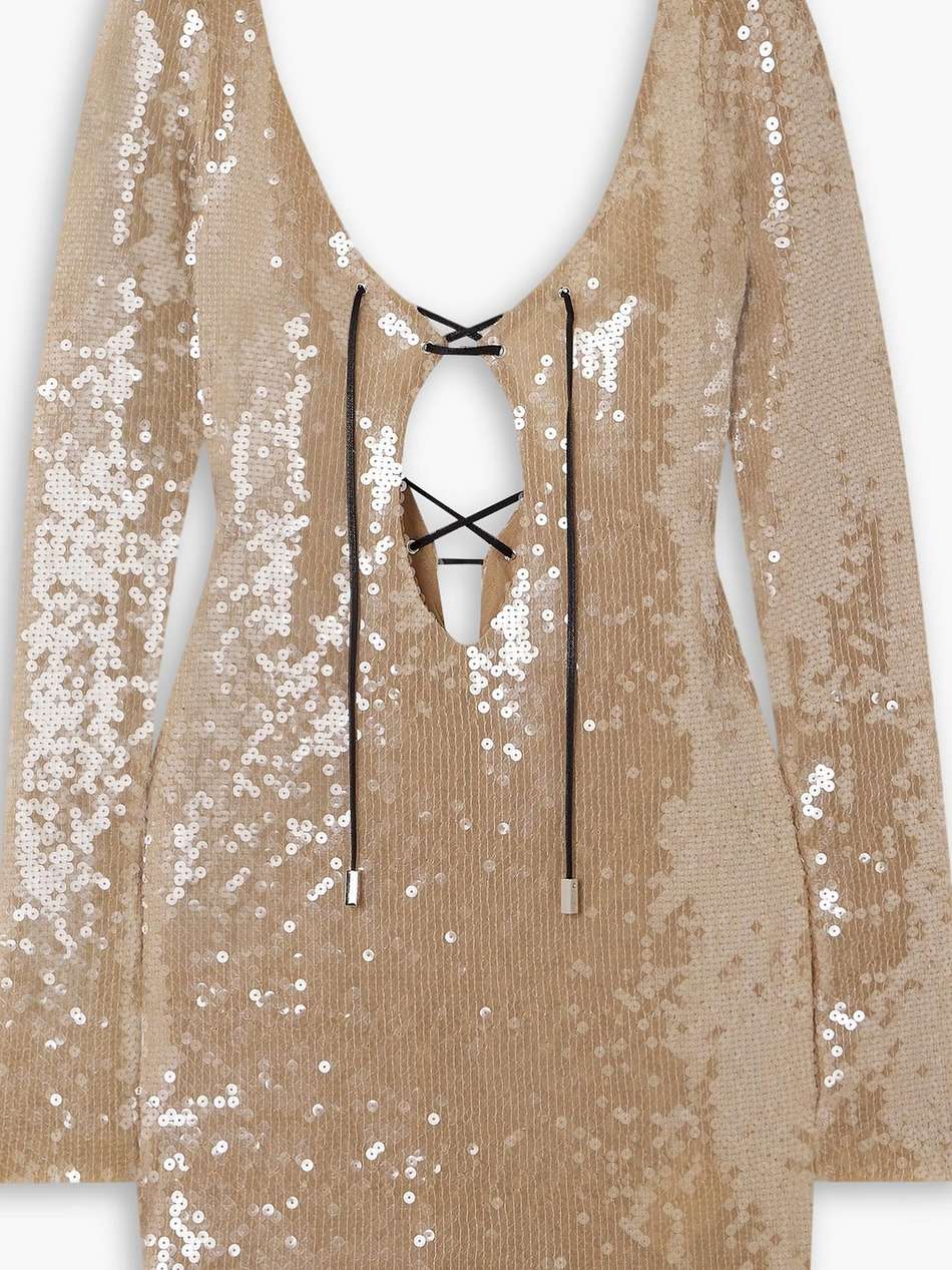 solarium open-back sequined stretch-tulle mini dress