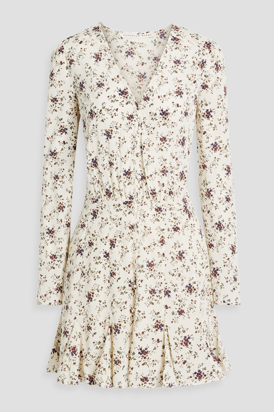 Veronica Beard Riggins Floral-print Silk-blend Crepe Mini Dress In Ivory