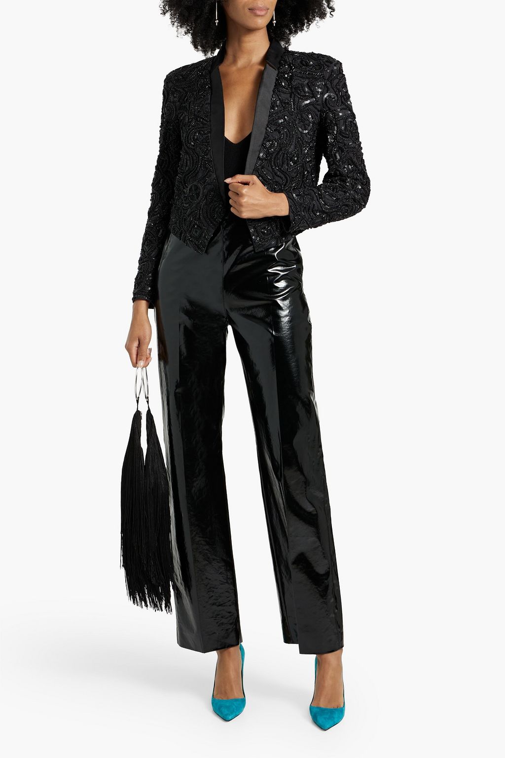 VERONICA BEARD Delony cropped embellished cotton jacket