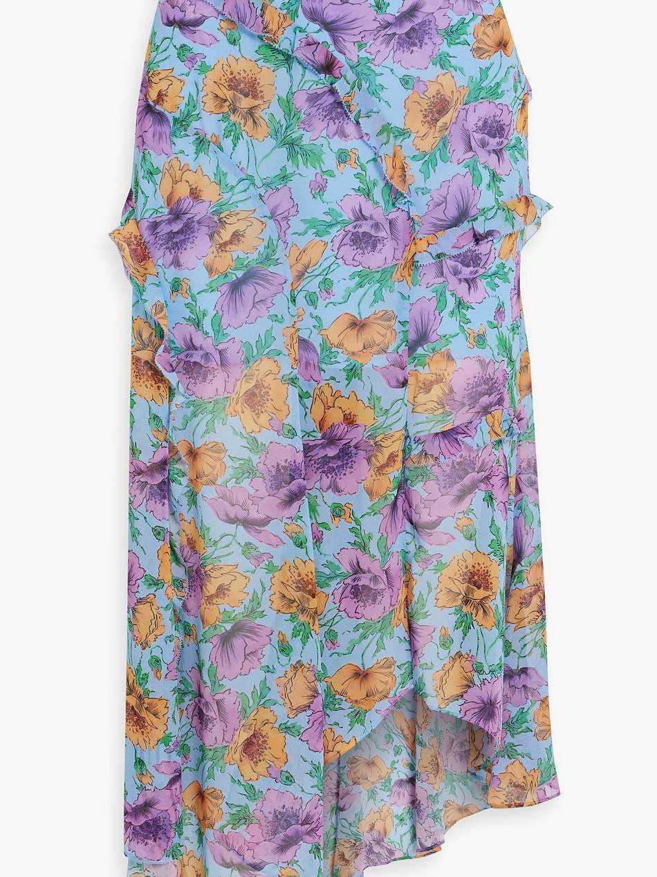eleonora ruffled floral-print silk-chiffon midi skirt