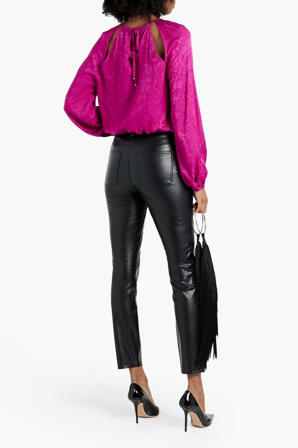 VERONICA BEARD SIONNE CUTOUT SILK-BLEND JACQUARD BLOUSE