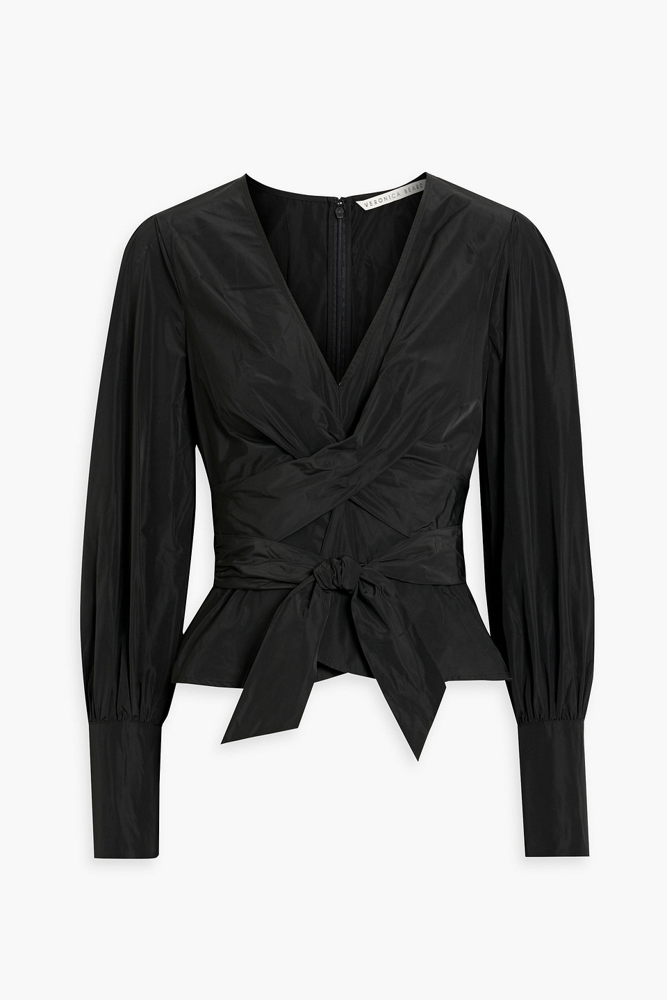 Shop Veronica Beard Seema Wrap-effect Taffeta Blouse In Black