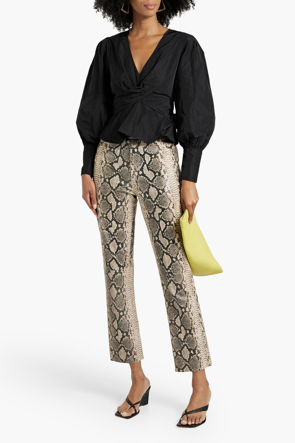  Veronica Beard - Seema Wrap-effect Taffeta Blouse - Black - Us 8 