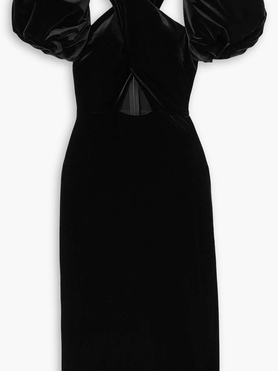 the mickey cutout stretch-velvet midi dress