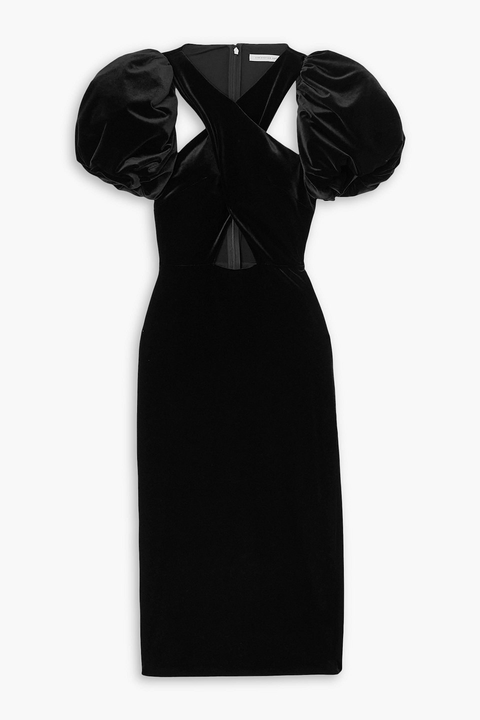 Christopher Kane The Mickey Cutout Stretch-velvet Midi Dress In Black