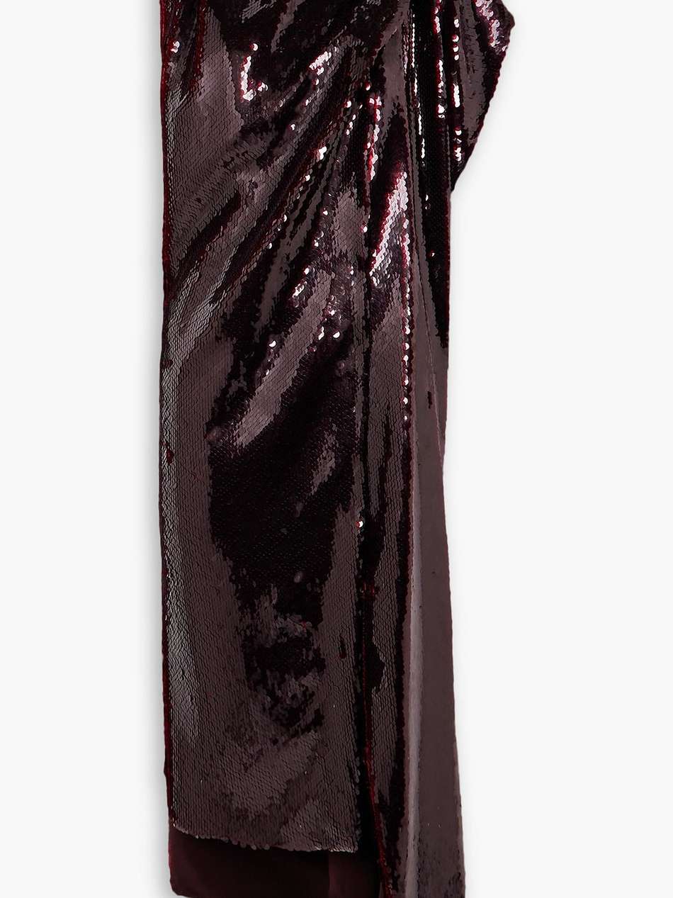 asymmetric draped sequined satin dress