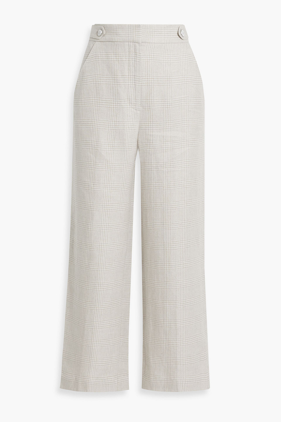 Veronica Beard Isley Prince Of Wales Checked Linen And Cotton-blend Tweed Straight-leg Pants In Beige