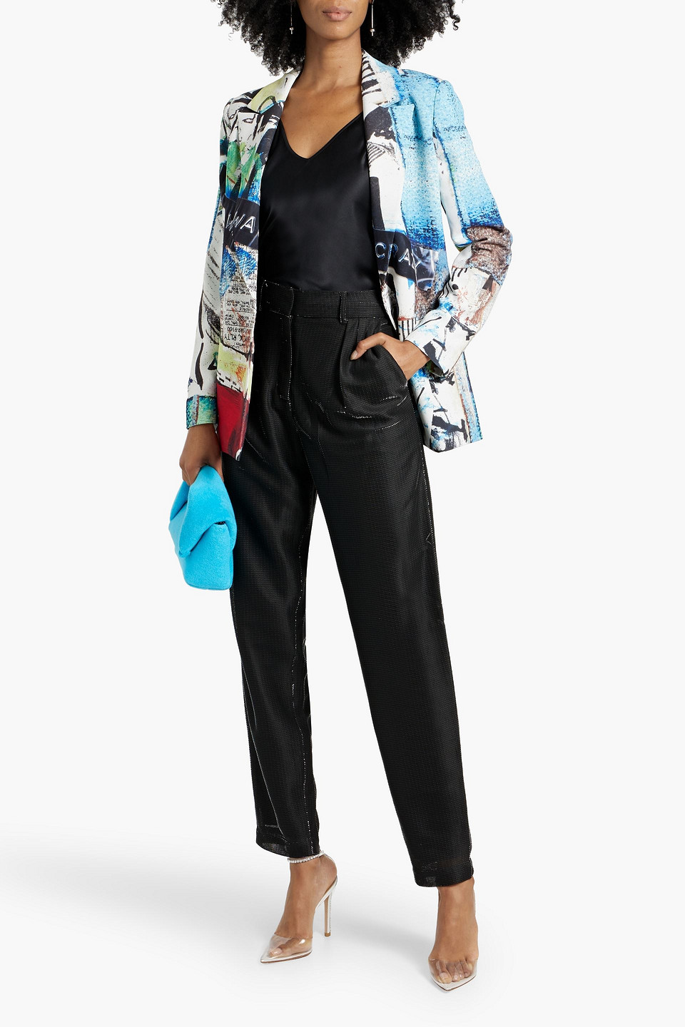 ALICE AND OLIVIA DENNY PRINTED CREPE BLAZER