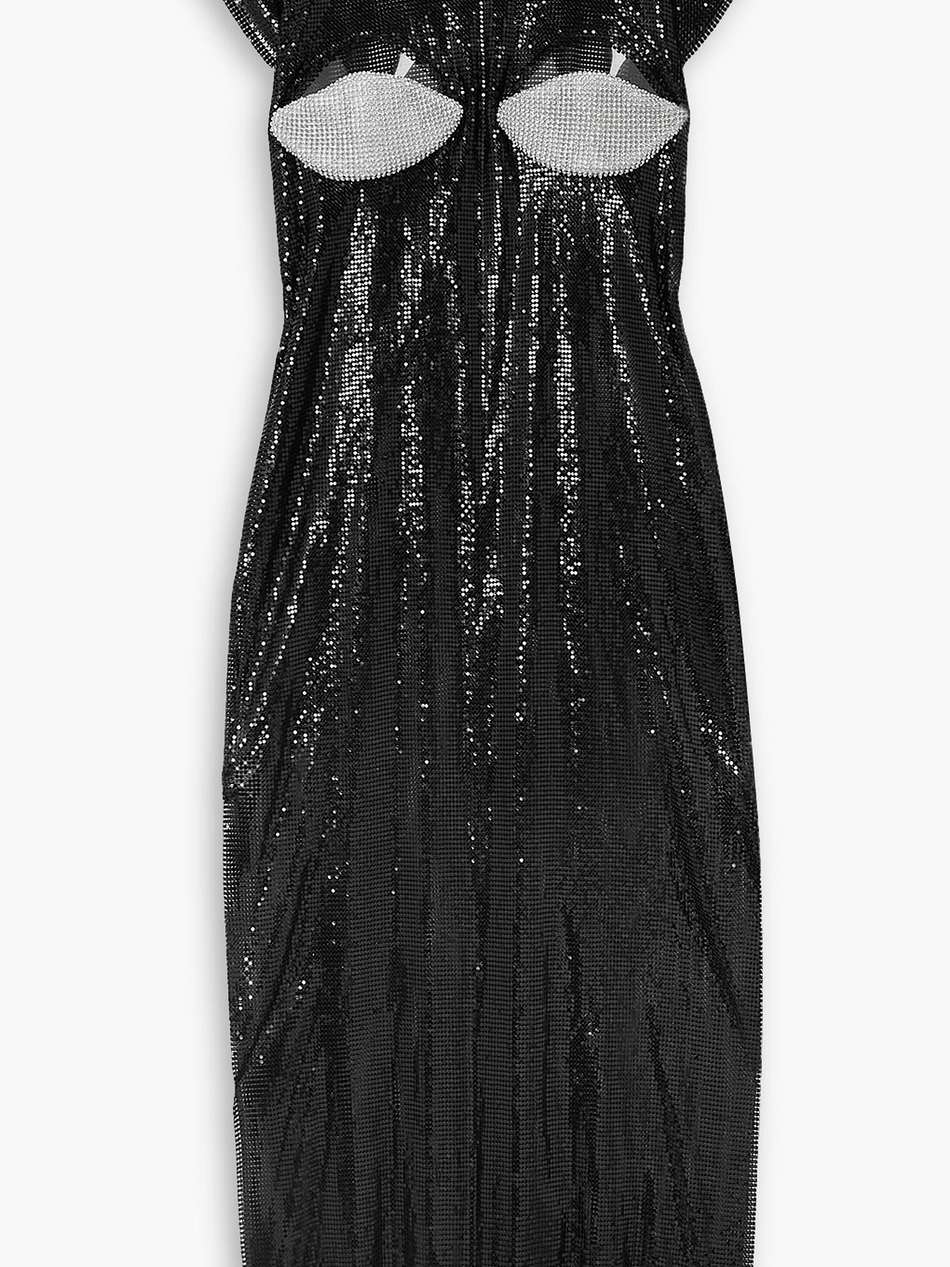 the goodbye cutout crystal-embellished chainmail midi dress