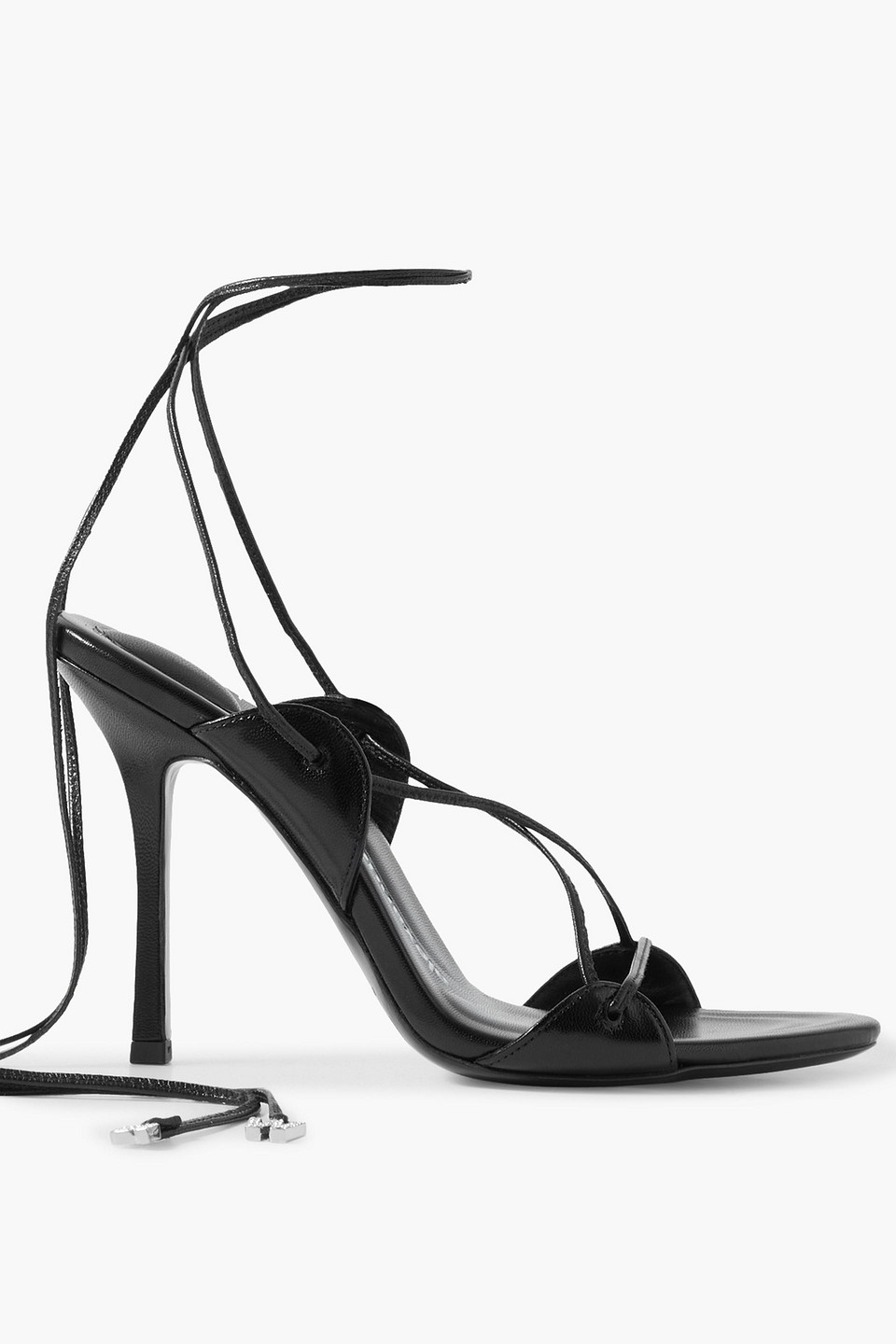 Alexander Wang Lucienne Embellished Glossed-leather Sandals In Black