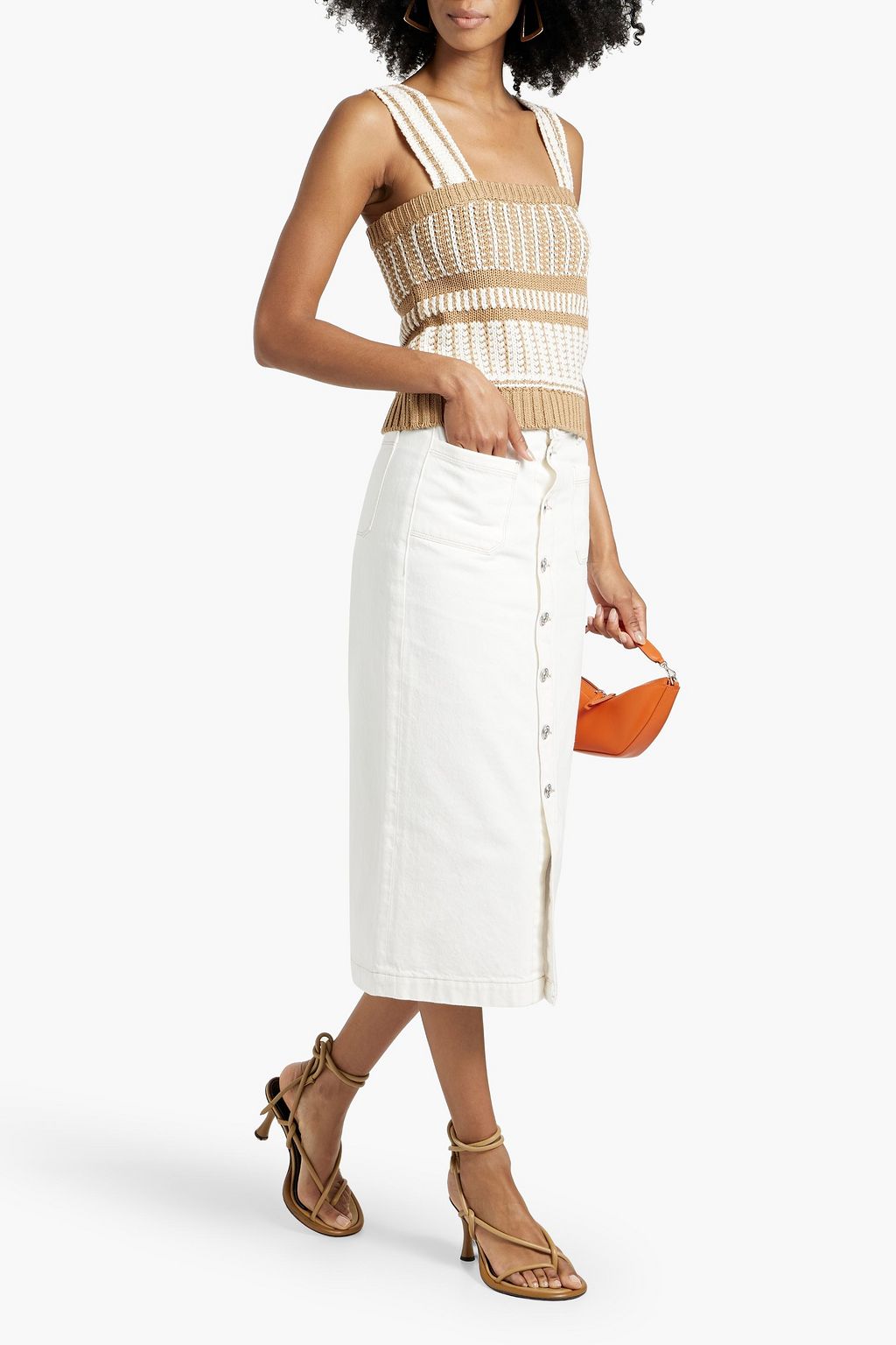 VERONICA BEARD Voya two-tone crocheted cotton top