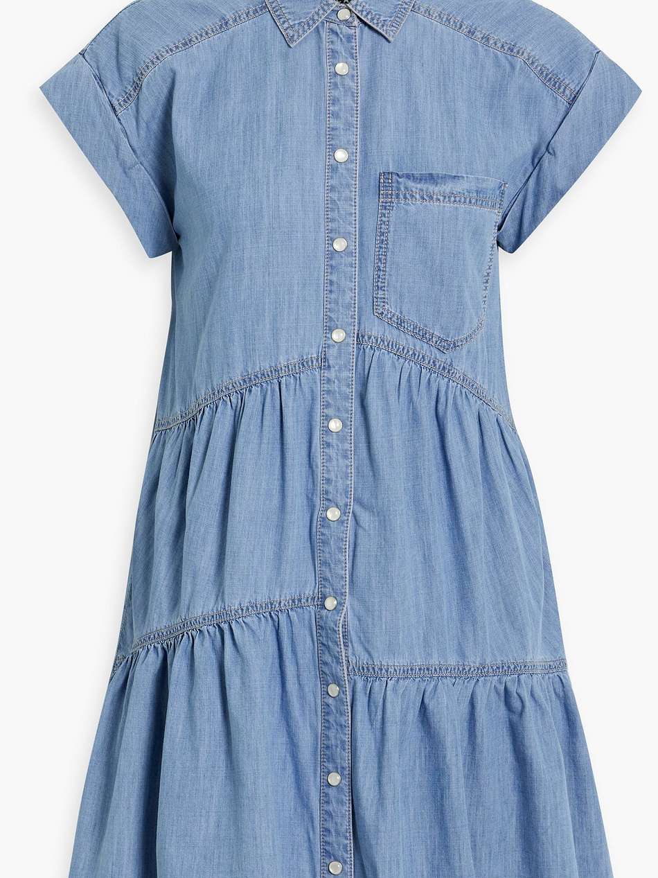harrow cotton and tencel™-blend chambray mini shirt dress