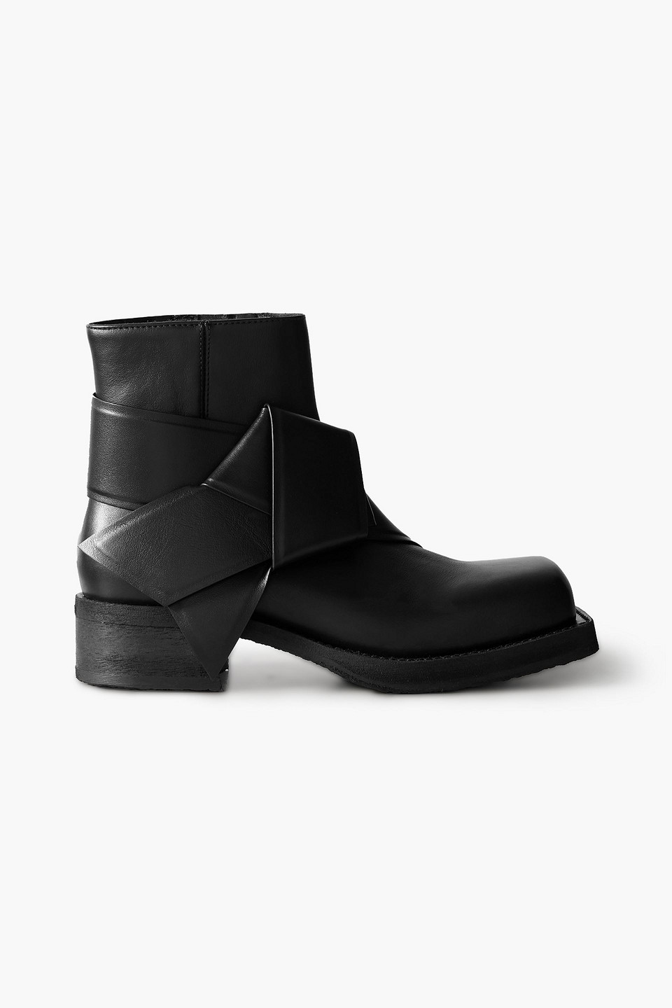 Acne Studios Knot-detail Leather Ankle Boots In Black