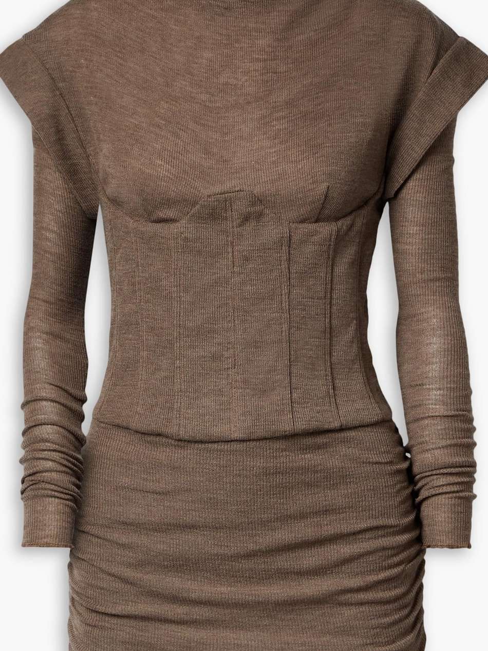 ruched wool mini dress
